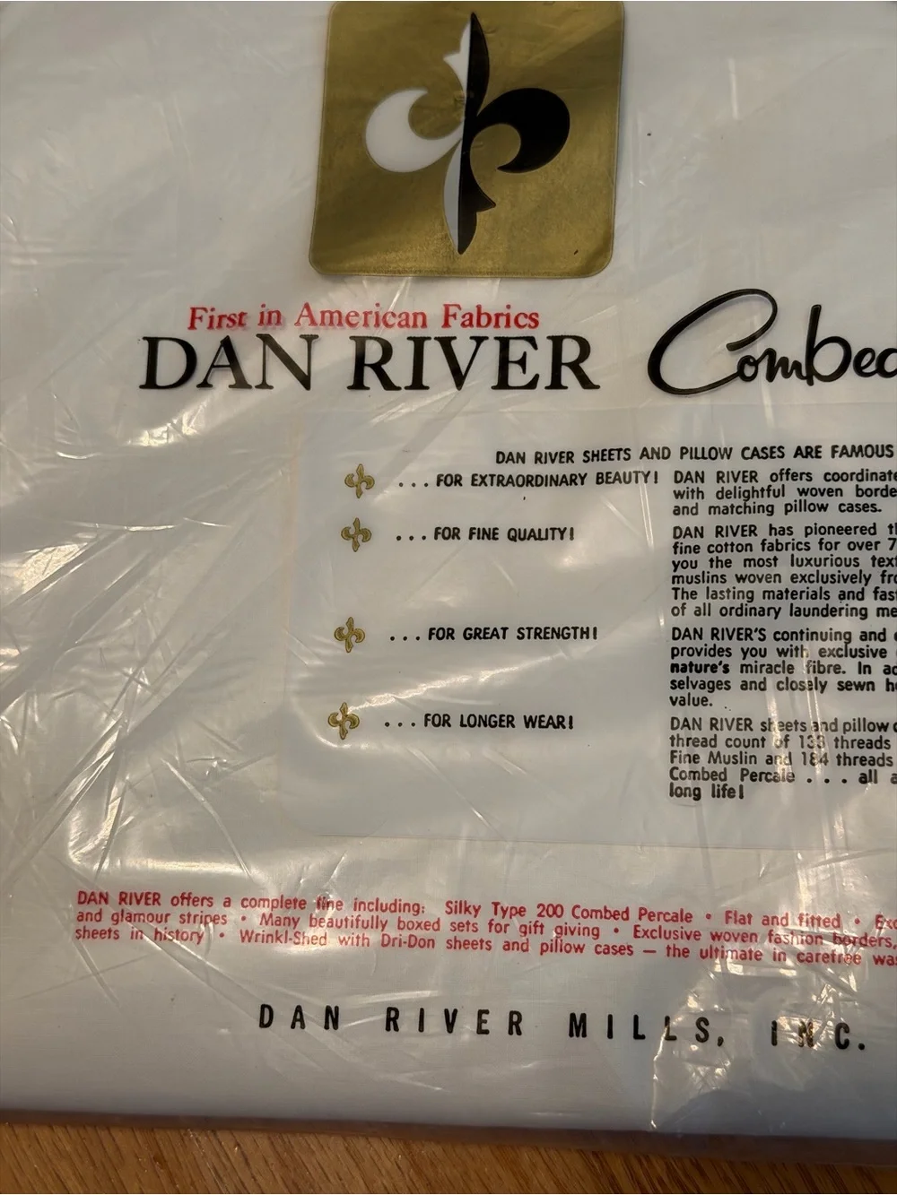 🆕 Dan River combed percale all cotton Twin 72x108” flat sheet New in package 60s